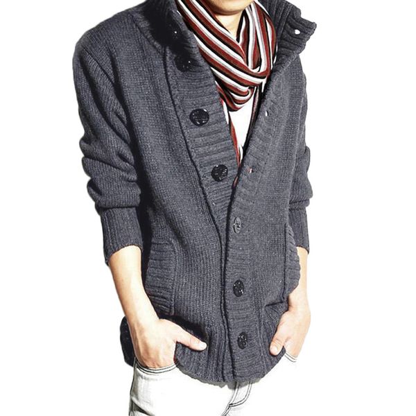 

2019 all-match men's autumn winter sweater button pullover slim jumper knitwear 0910l, White;black