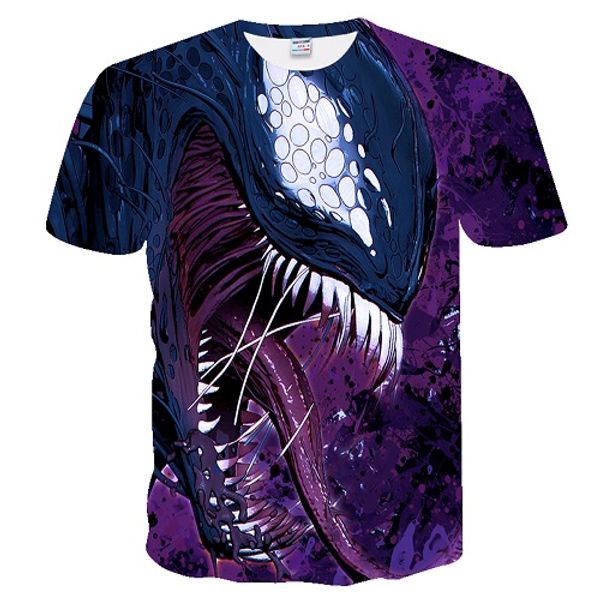 

dressing2020 new men's 3d t shirt summer fashion print venom short-sleeved t-shirt round neck quick-drying casual t-shirt hip hop, White;black
