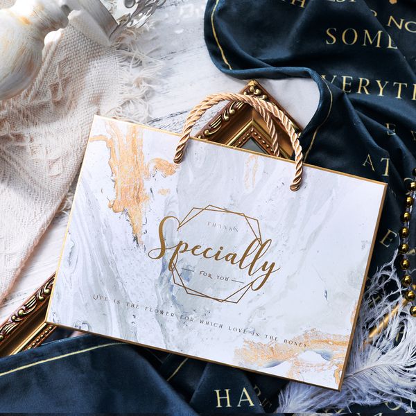 

1pc marble gift bags with handles paper candy bag party decoration birthday present wedding favor baby shower gift box packaging