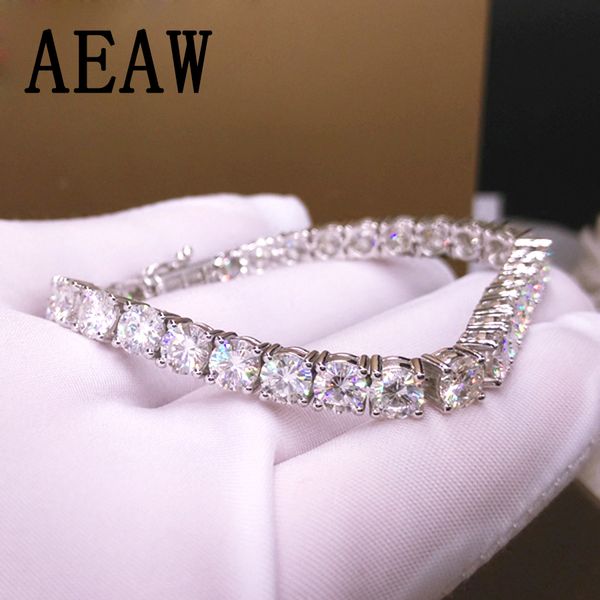 

trendy style solid 14k 585 white gold 18 s ct 5mm df color moissanite diamond bracelet for women test positive, Golden;silver