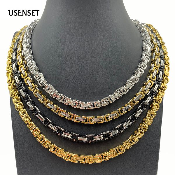 

byzantine chain necklace 304 stainless steel men's jewelry handmade necklaces 4-8mm gold filled jewelry gifts 24inch, Silver