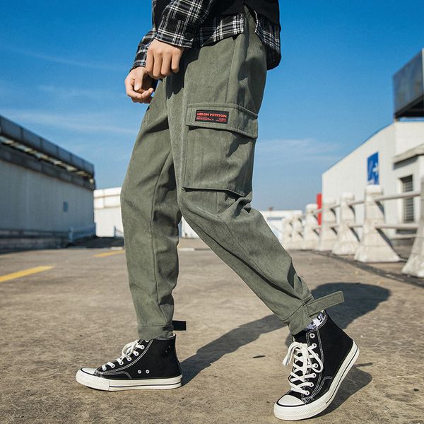 

Januarysnow Fashion Men's Pants Brand Men Feet Trousers Students Skateboard Pencil Pants Multi-Pocket Casual Male Cargo Pants