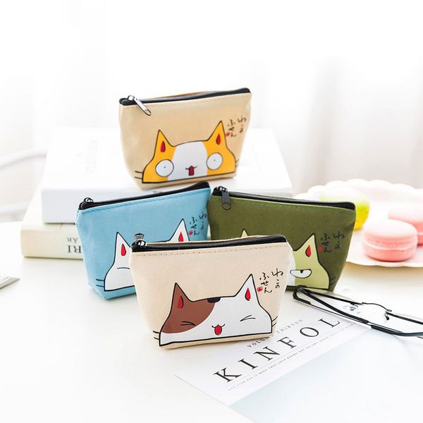

new cartoon animal mini storage bag card holder key bag cat printed coin purses small storage