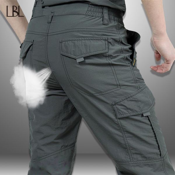 

lbl thin cargo pants men summer casual mens hiking trousers breathable multi-pockets full length men's tactical pants quick dry, Black