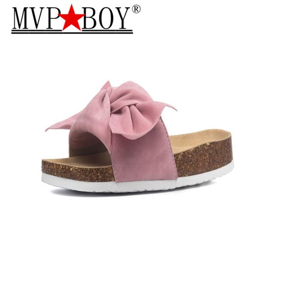 

mvp boy 2019 new woman fashion summer butterfly-knot cork slipper sandals women casual slides beach flip flops shoe flat 35-41, Black