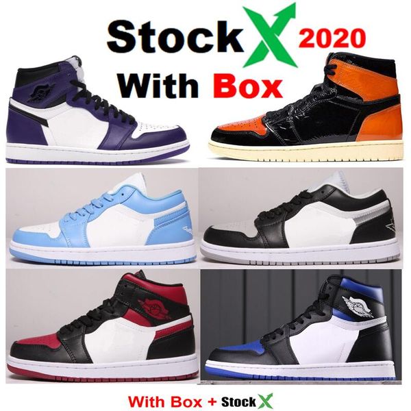 

2020 new low unc 1s game royal high royal toe court purple 1s basketball shoes men og sneakers