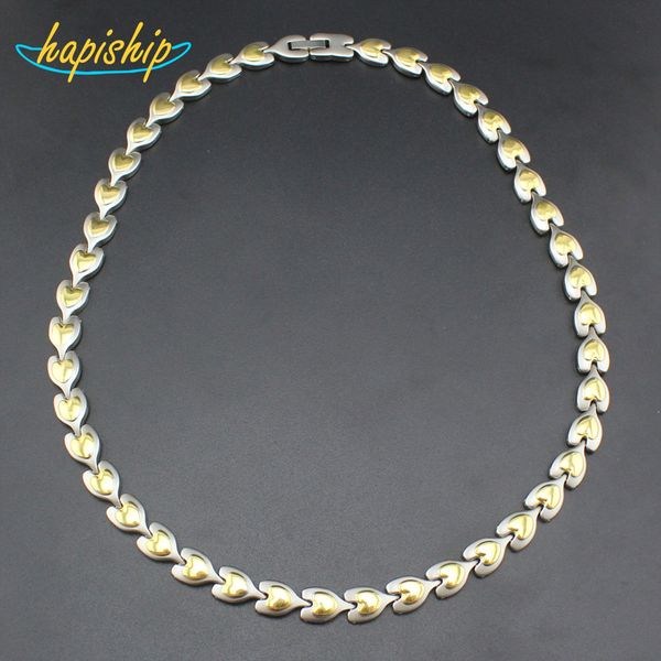 

hapiship 2017 new men/women's 21 magnetic energy stainless steel heart therapy power necklace riend birthday gift tg4615, Silver