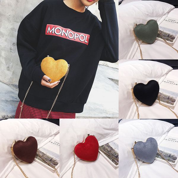 

women solid color purse frosted fabric buckle casual shoulder heart shaped bag exquisite girl original handbag elegant ladies
