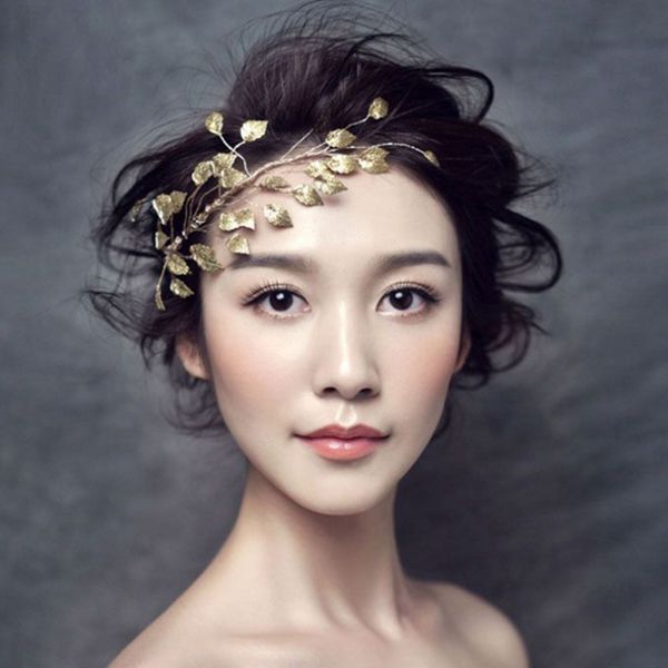 

exquisite golden leaf bridal headdress11
