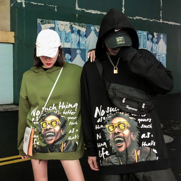 

fashion smiling face brand men's hoodies spring autumn male casual hoodies sweatshirts men's solid color sweatshirt, Black