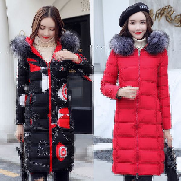 

2020 new winter down cotton jacket women long coat parkas thickening female warm clothes fur collar down jacket rt16, Black