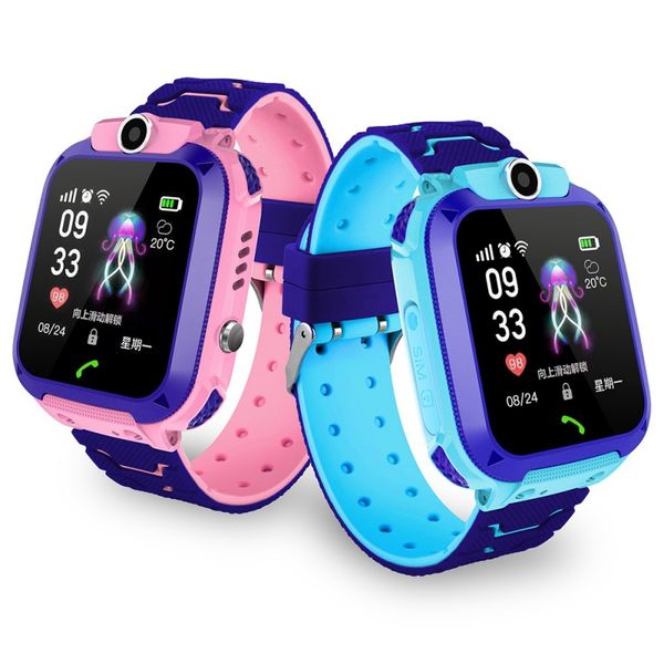

2019 kids smart watch ip67 waterproof smart watch touch screen sos phone call device location tracker anti-lost children, Blue
