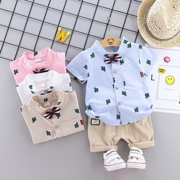 

kids boys summer clothing set toddler boys wedding party clothes for 1-2-3-4y fashion cartoon shirts +shorts 2pcs, White