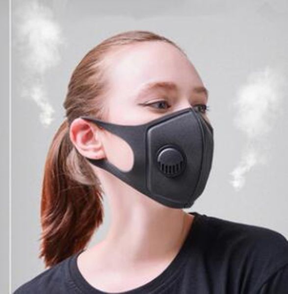 

filter sponge face mask dust mask pm2.5 air pollution mouth reusable with breathing valve anti haze dust washed men women mask kka7797, Blue