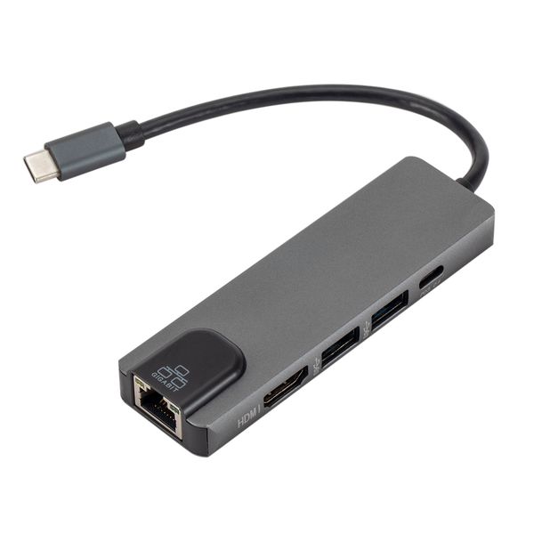 

5 in 1 usb type c hub 4k usb c gigabit ethernet rj45 lan