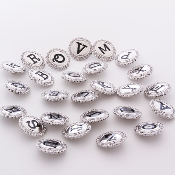 

26 english letter 003 crystal 3d 18mm 20mm metal snap button for bracelet necklace interchangeable jewelry women accessorie findings
