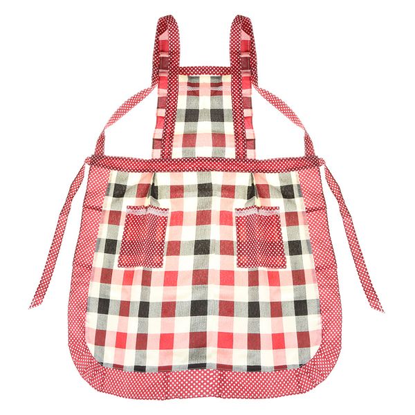 

050 fashion double layer oil proof big pocket fashion checker apronq kitchen apron 85*65cm