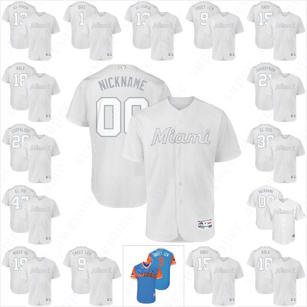 

Marlins Nickname 2019 Players Weekend Jersey Isan Diaz Jorge Alfaro Starlin Castro Brian Anderson Miguel Rojas Curtis Granderson Neil Walker