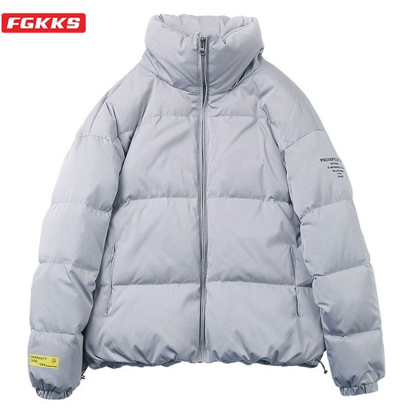 

fgkks зима новый мужской сплошной цвет парки harajuku стиль мужская уличная мода куртка толстая теплая куртка пальто мужской, Black