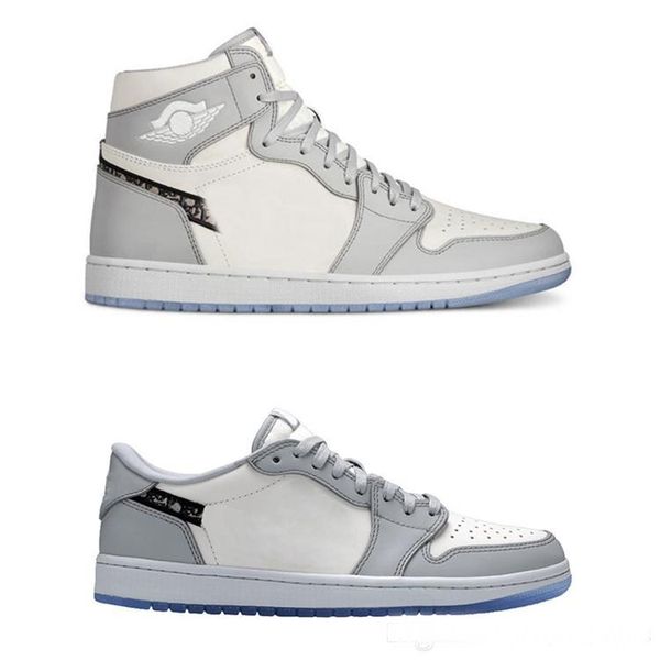 

wholesale 1 high x 35th anniversary d running shoes mens basketball shoes grey white crystal bottom sneakers
