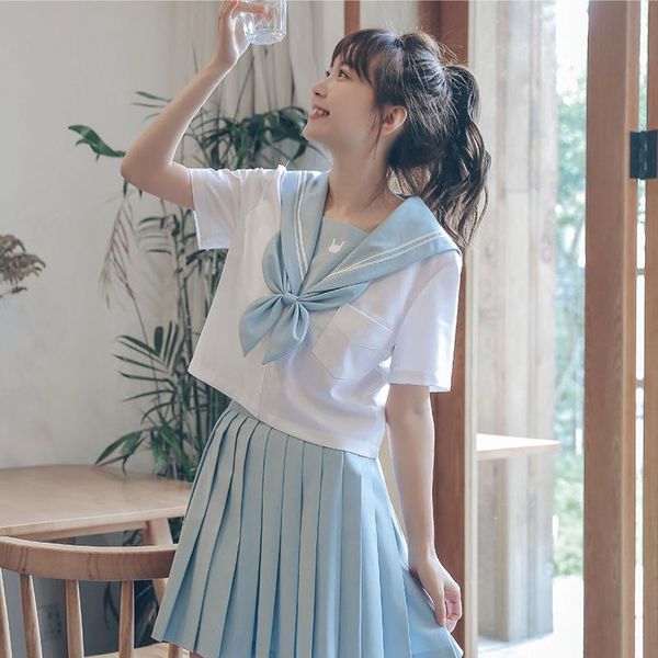 

original collegiate style jk uniform skirt original japanese student girl sweet sailor suit fashion suit navy style, White