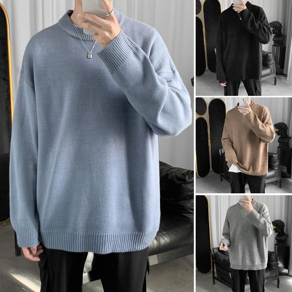 

solid men sweater korean style basic pullover mens sweaters, White;black
