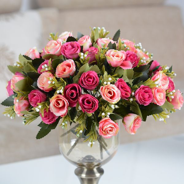 

european-style small bunches of flowers simulation 10 flower heads paintings hibiscus roses home decoration false silk flowers