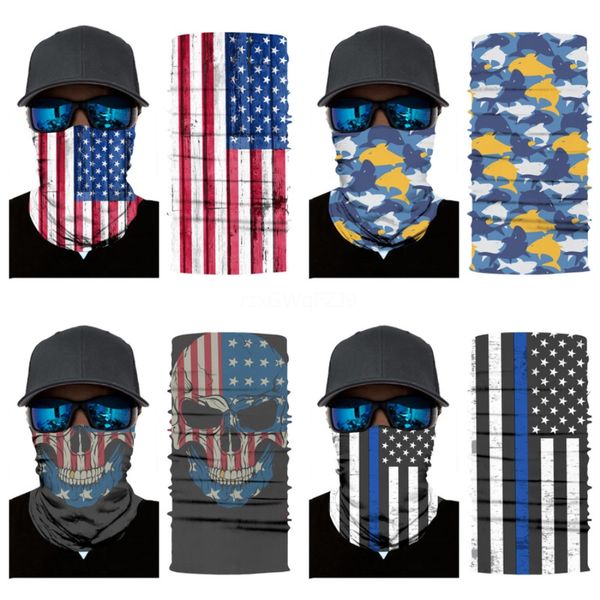 

4pcs magic skull scarf outdoor cycling bandana face er multifunctional summer seamless running hiking headwear sunblock neck gaiter#385, Blue;black