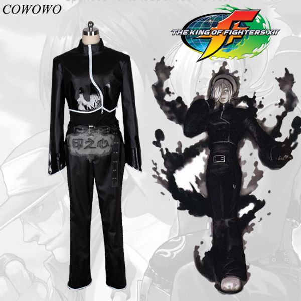 

anime game the king of fighters xii ash crimson black flame suit combat gear gothic uniform cosplay costume new ing