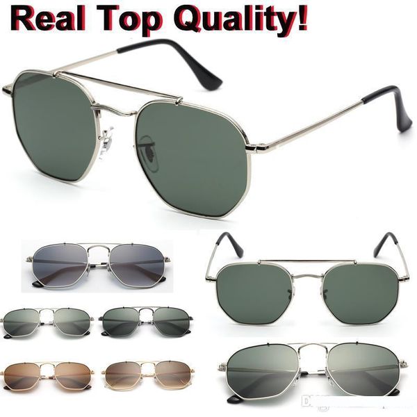 

3648 new 2018 hexagonal sunglasses g15 glass lense general sun glasses shades uv400 men women sunglasses glasses with all original packages, White;black