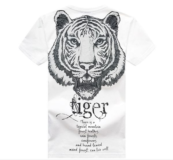 

мир моды роскошь дизайнер 2020 лета новый короткий рукав футболки мужские головы досуг тигр мода, White;black