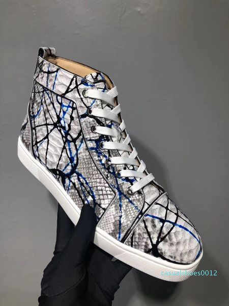 

гѬаии python кожа вокие кѬоовки обђв женин, мђжин red bottom поведневнй па, Black