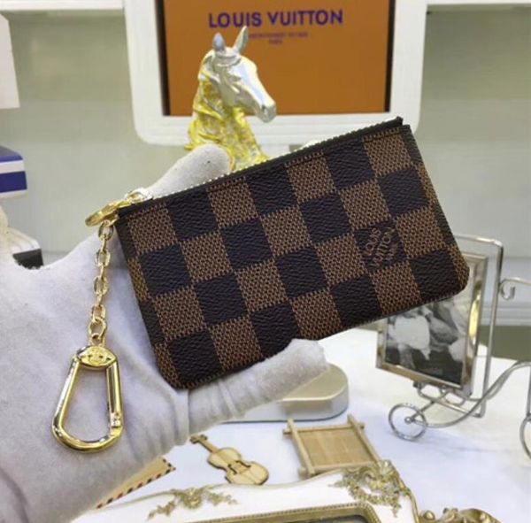 

key pouch l62650 pochette cles designer fashion womens mens key ring credit card holder coin purse luxury mini wallet bag charm brown canvas