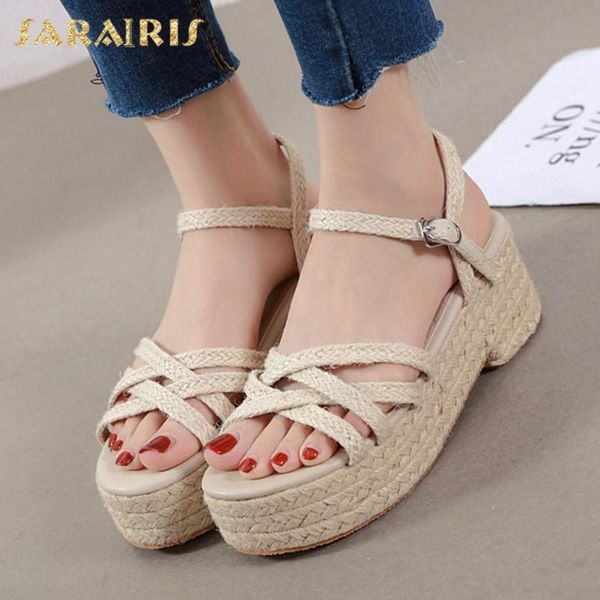 

sarairis 2020 new design women sandals wedges platform cross-tied pumps summer leisure woman sandals, Black