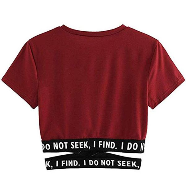 

t shirt women summer short sleeves soild latter cross bandage vintage black plus size casual women clothing drop, White