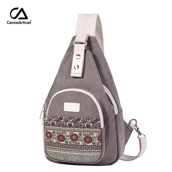 

canvasartisan new women's canvas shoulder bag retro style daily travel small backpacks bag female casual floral chest bags