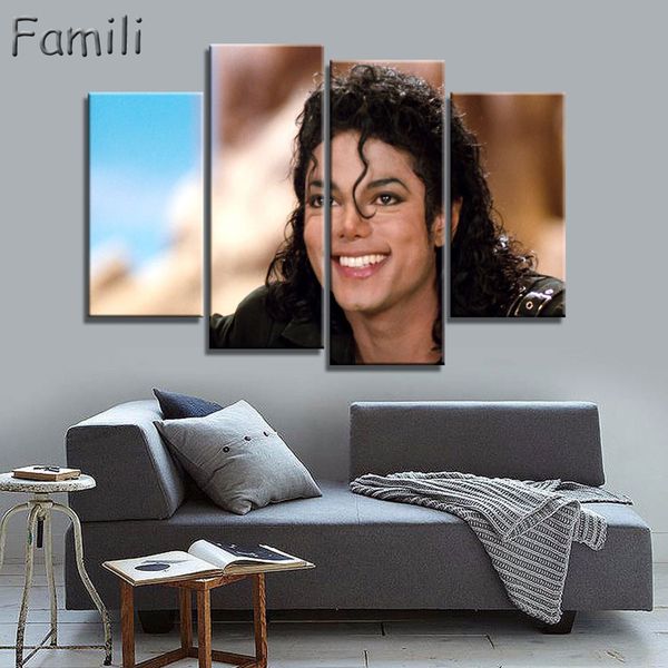 

4pcs picture oil painting canvas painting famous star michael jackson home decaration for living room printing on canvas