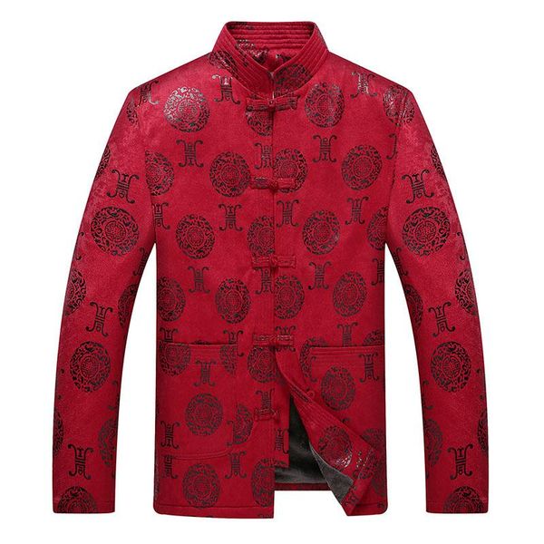 

chinese style male winter coat new thick warm tang classic oriental men mandarin collar jacket vintage outwear father gift, Black