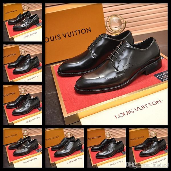

21fw men dress shoes men formal shoe leather luxury fashion wedding shoes men business casual oxford shoes yeye2, Black