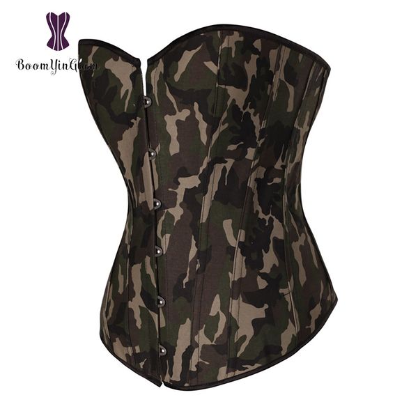 

vintage camouflage army girl lingerie slimming body shapwear lace up boned corset bustier with lacing ribbon 885#, Black;white