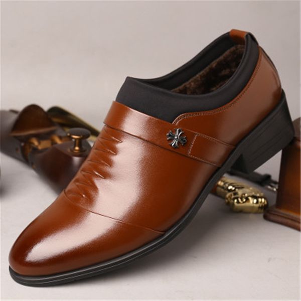

designer office real leather derby shoes men england style pointed toe buckle formal footwear casual party dress sapato social, Black