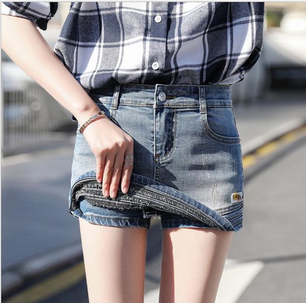 

2019 short feminino womens summer slim denim shorts large size stretchy female metal mini jeans skirt short s/3xl k1070, White;black