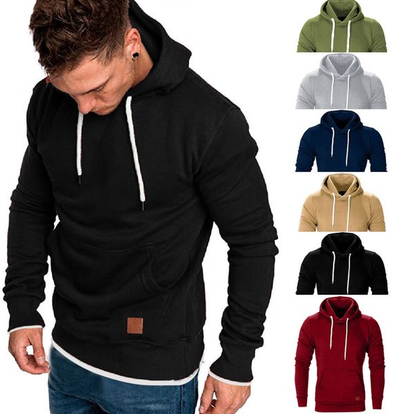 

мужские зимние толстовки slim fit с капюшоном толстовка верхняя одежда свитер теплое пальто куртка, Black