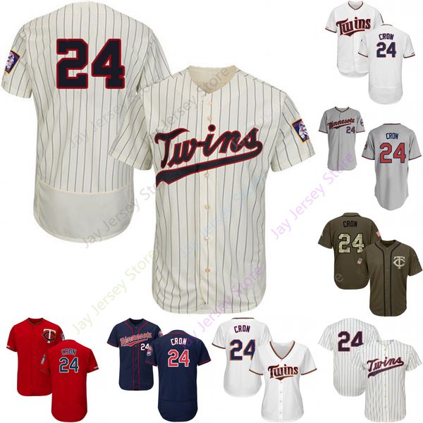

2019 Minnesota 24 C. J. Cron Jersey Twins Jerseys Cool Base Flexbase Home Away White Black Red Grey Pullover Button Men Women Youth