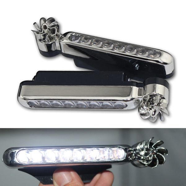 

новая 2pcs универсальная энергия ветра автомобилей ходовые огни 8 led фара лампы нет внешнего источника питания