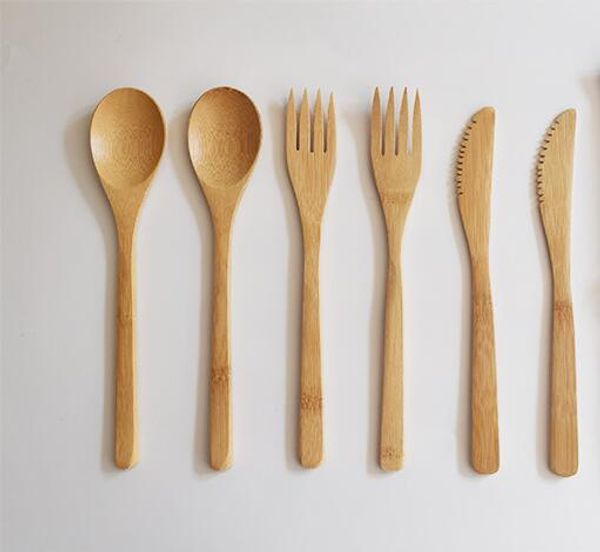 

кухня бамбук посуда 3 шт. набор столовых приборов бамбук посуда нож вилка ложка 1 компл. ужин набор посуды кухонный инструмент мешок opp