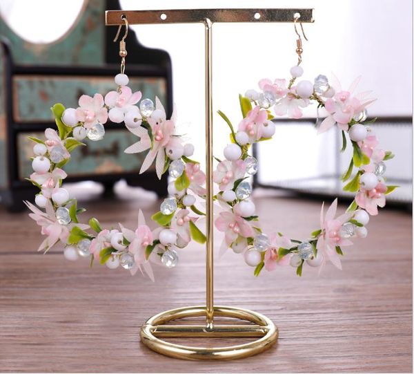 

headwear sen female flower earrings pink earrings bridal jewelry, Silver