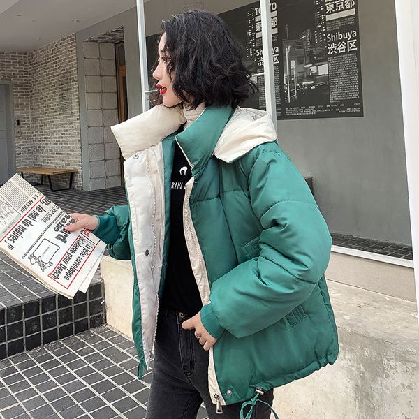 

women winter jacket women coat hooded thick warm parkas outerwear white jacket plus size xxl female coat female puffer, Black