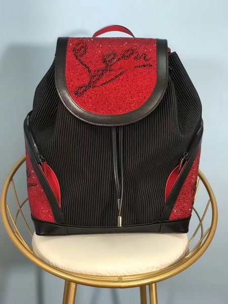 

red blue women and men shcoolbag r lamb skin spike rivet genuine leather bags crystal spins backpack black color packbag handbag