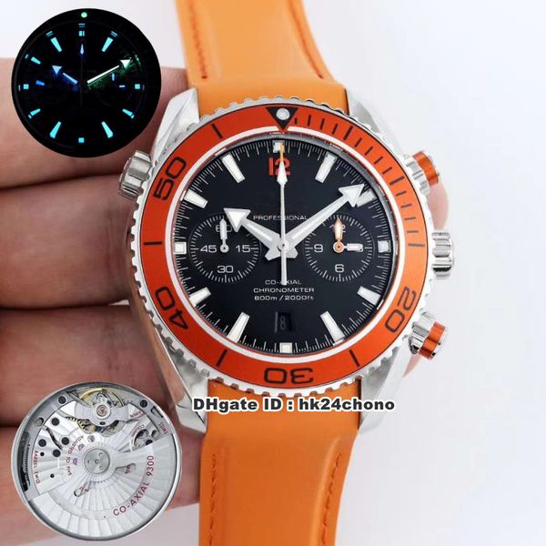 

4 style bf planet ocean 600m chronograph 45.5mm cal.9300 automatic mens watch 232.32.46.51.01.001 black dial orange rubber strap watches, Slivery;brown